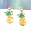 Diseño más nuevo Amarillo Acrílico lindo Pendientes de piña